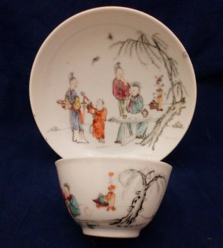 Antique Chinese Eggshell Porcelain Tea Bowl And Saucer Qianlong 乾隆 Qing 清代 1750