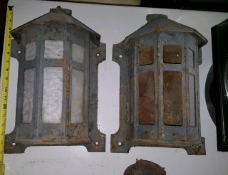 Antique Pair Cast Iron Arts And Craft Sconce Lights Outdoor