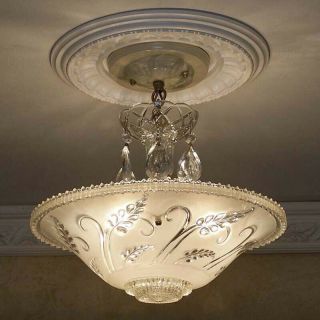 Vintage Ceiling Glass Light Lamp Fixture Chandelier Lights Antique 1 Of 2