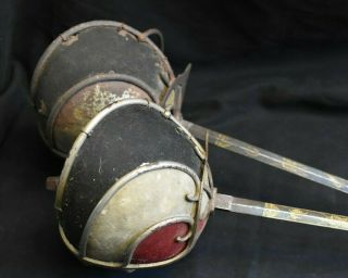 Pair Antique German Schlager Fencing Dueling Saber Sword Blue & Gold Blade