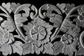 Balinese Lotus Architectural Panel Carved Wood Whitewash Bali Art Wall