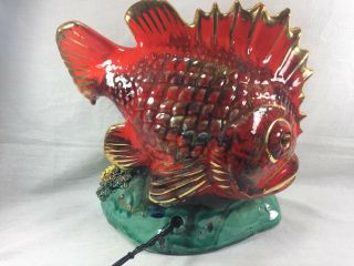 Vallauris Vintage Fish Lamp Orange French Ceramic Fish Tank 9