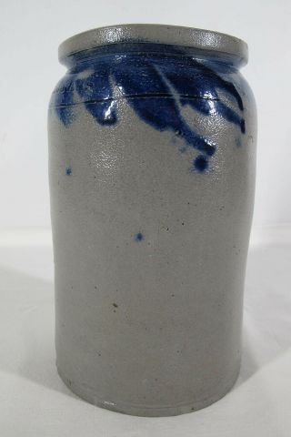 Antique Incised H Myer Baltimore 1825 Cobalt Decorated Stoneware Jar Rarity Yqz