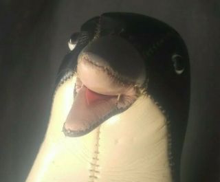Rare Penguin Leather Toy Figural Vintage 1950s Black White Leather 4