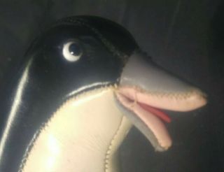 Rare Penguin Leather Toy Figural Vintage 1950s Black White Leather 6