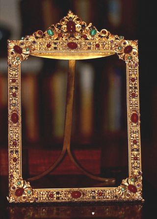 The Finest Elaborately Jeweled Austrian Bronze Picture Frame Antique Vintage