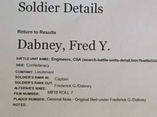 Confederate Engineer Captain Fred Dabney while in Orleans cdv photograph 6