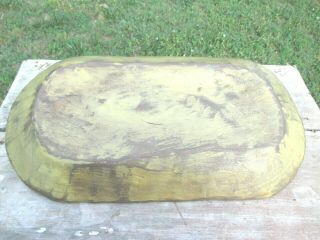 Antique Lt.  Mustard Yellow Ex - Large Dough Trough / Trencher Ca.  1910 Hand Carved