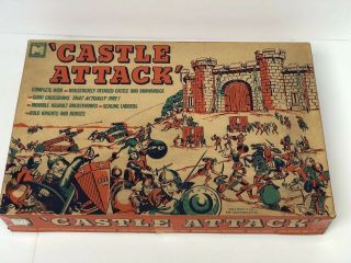 1964 Mpc Marx “castle Attack” Playset.  Contents Bag.  Lge Box With Insert