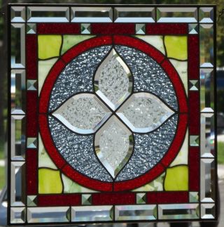 •sunny Day•beveled Stained Glass Window Panel • 19 1/4 " X19 1/4 "