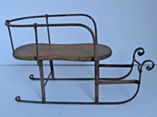Antique Wood And Iron Toy Sleigh For A Doll Or Teddy Bear