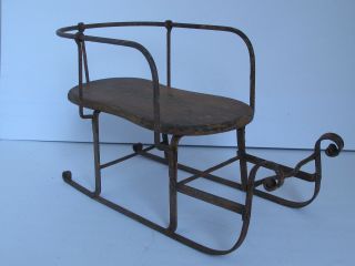 Antique Wood and iron Toy Sleigh for a Doll or Teddy Bear 2