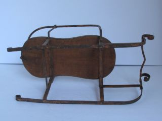 Antique Wood and iron Toy Sleigh for a Doll or Teddy Bear 8