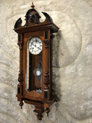 Vtg Antique Germany Mrl Striking Wall Clock W Pendulum & Walnut Case,  Watch Video