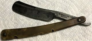 Antique Early 19th Cent.  W.  Greaves & Sons Stub Tail Straight Razor Horn Handles