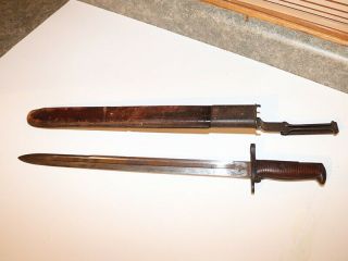 Ww1 Bayonet Springfield Ria Dated 1906 With Scabbard