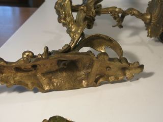 Victorian Bronze Wall Sconce Candelabras /Three Arm Rococo Pair 8
