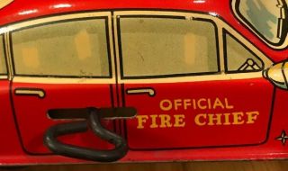Vintage Marx Official Fire Chief Tin Litho Wind Up Toy Car - Made In USA 5