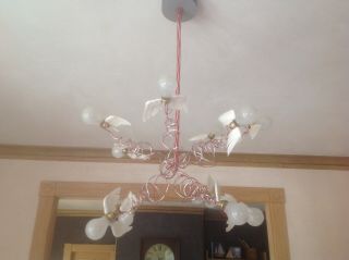 Ingo Maurer Birds,  Birds,  Birds 12 bulb chandelier red and silver / goose wings 2