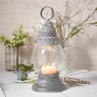 Country Weathered Zinc Hurricane Tin Candle Lantern