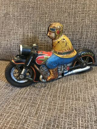 12” Japan Tin Friction Condor Motorcycle Toy Yonezawa Harley - Davidson Parts