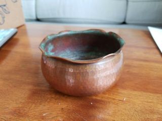 Arts & Crafts Hammered Copper Bowl Marked Roycroft