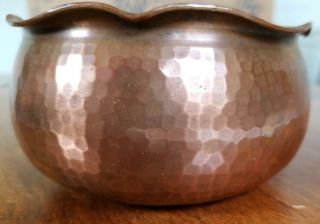 Arts & Crafts Hammered Copper Bowl marked Roycroft 5