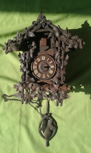 1,  1 Antique Black Forest Wood Carved Cuckoo Clock Parts
