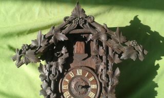 1,  1 Antique Black Forest Wood Carved Cuckoo Clock Parts 2