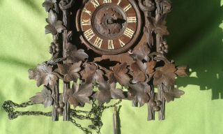 1,  1 Antique Black Forest Wood Carved Cuckoo Clock Parts 3
