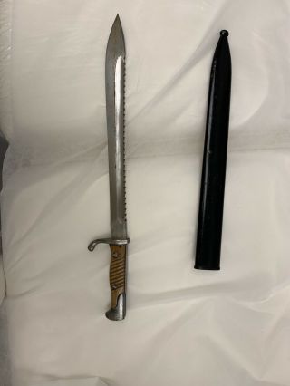 Ww1 German Butcher Bayonet W/ Steel Scabbard