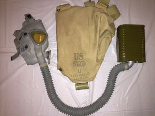 Vintage Rare Ww2 Gas Mask With Orig Carry Case And Anti Dim Stick -