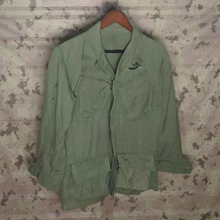 Us Olive Drab Green Vietnam Badged Jungle Jacket Uniform Shirt Medium Regular