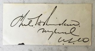 Antique Civil War Major General Philip H.  Sheridan Autograph Signed Card Paper
