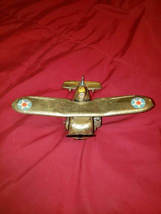 Vintage Marx Tin Litho Rollover Wind Up Toy Stunt Plane 19??