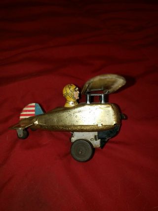Vintage Marx Tin Litho Rollover Wind Up Toy Stunt Plane 19?? 3