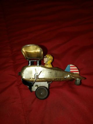 Vintage Marx Tin Litho Rollover Wind Up Toy Stunt Plane 19?? 4