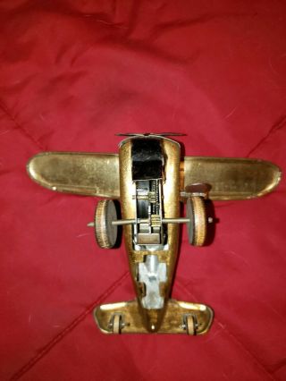 Vintage Marx Tin Litho Rollover Wind Up Toy Stunt Plane 19?? 5