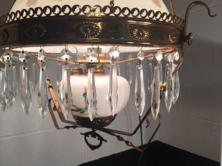 Victorian Manhattan Brass Co.  Hanging Parlor Lamp Light Motor Library Prisms 8