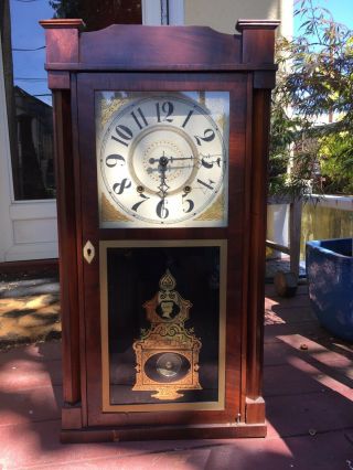 Antique American Wood Wooden Shelf Clock Mahogany By David Dutton