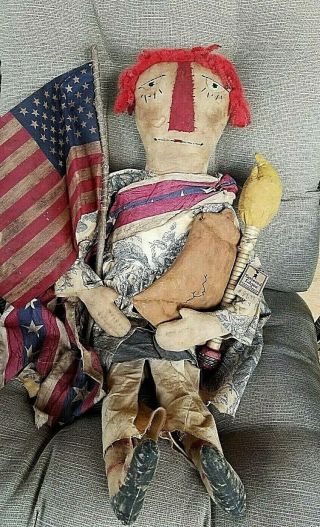 Ooak Artist Made Cloth Rag Doll Huge Liberty Ann W/ By Ami Jones
