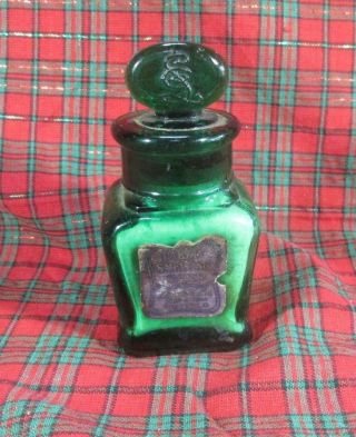 Emerald Green Larkin Smelling Salts Bottle W/ Stopper,  Label & Salt