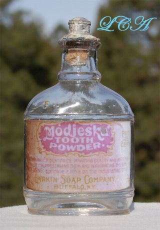 Antique Larkin Dentfrice Modjeska Tooth Powder Bottle W/ From 1800 
