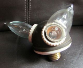 Vtg Antique Benjamin 3 Hole Socket Brass Porcelain Light Fixture 1908 Steampunk