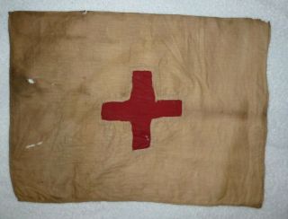 Rare Authentic Ww1 American Red Cross Ambulance Flag 1917 - 1919 Single Applique