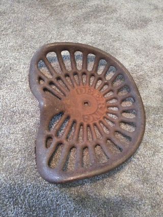 Vintage Deering Cast Iron Tractor Seat Collectible Heavy Farm Implement Usa