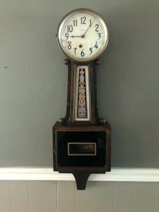 Ingraham Nyanza Model Banjo Hanging Wall Clock W Walnut Case Ca 1919