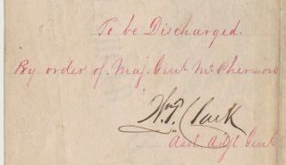 1862 CIVIL WAR DISCHARGE 59th INDIANA SIGNED ON BACK BY WILLIAM T CLARK GENERAL 3