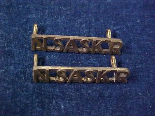 Orig Ww2 Metal Shoulder Titles " Nsaskr " North Saskatchewan Regiment