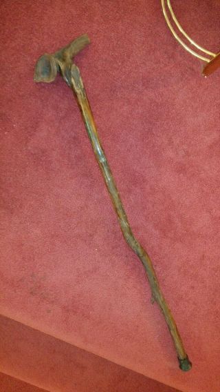 Very Old Irish Shillelagh Walking Stick W/ Odd Handle Configuration 37 " Long